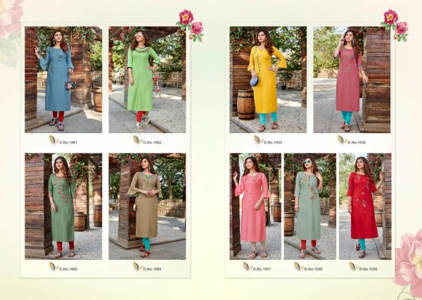 Lilly Senorita Designer Rayon Handwork Casual Wear Kurti Catalog