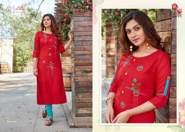 Lilly Senorita Designer Rayon Handwork Casual Wear Kurti Catalog