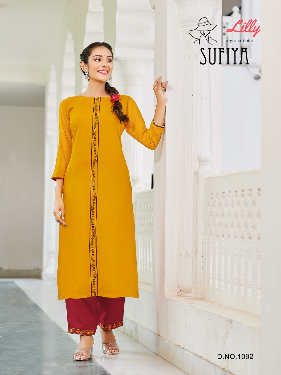 Lilly Sufiya Designer Rayon Embroidery Kurti With Pant Catalog