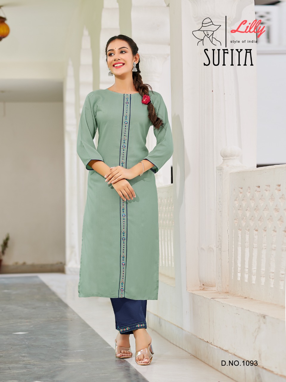 Lilly Sufiya Designer Rayon Embroidery Kurti With Pant Catalog
