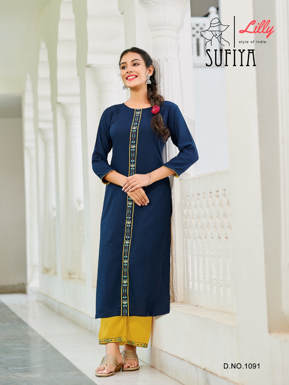 Lilly Sufiya Designer Rayon Embroidery Kurti With Pant Catalog