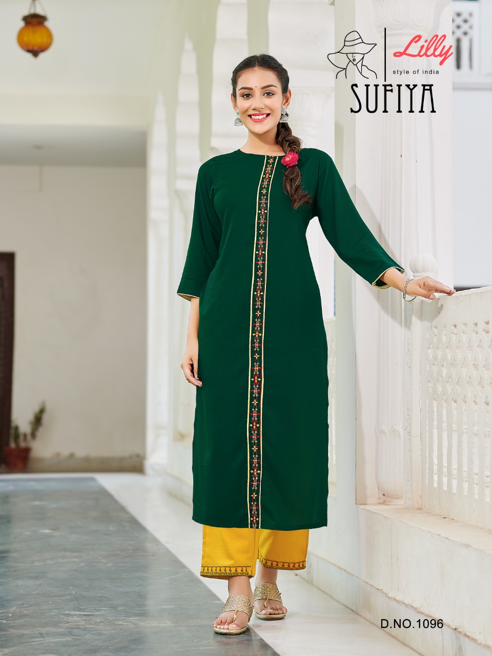 Lilly Sufiya Designer Rayon Embroidery Kurti With Pant Catalog