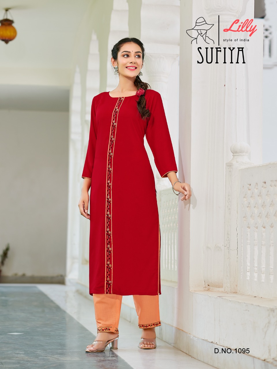 Lilly Sufiya Designer Rayon Embroidery Kurti With Pant Catalog