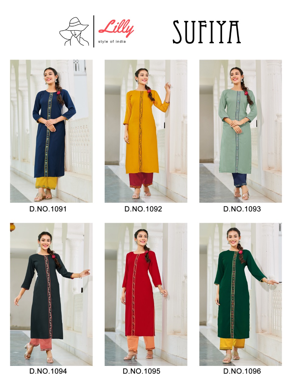 Lilly Sufiya Designer Rayon Embroidery Kurti With Pant Catalog