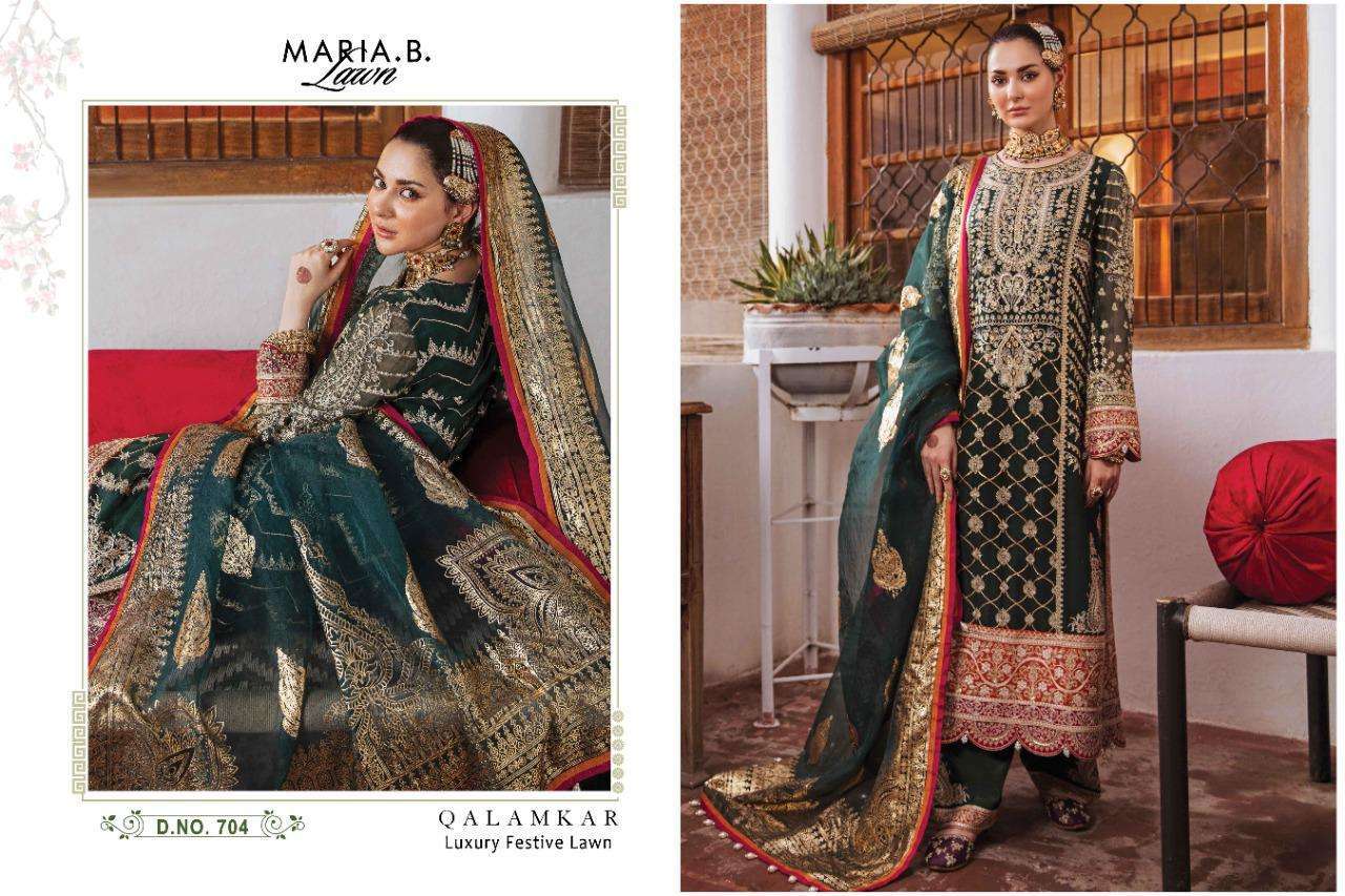 Maria B Lawn Qalamkar Luxury Festive Collection Faux Georgette Work Pakistani Suits Catalog