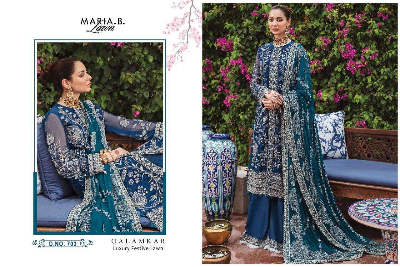 Maria B Lawn Qalamkar Luxury Festive Collection Faux Georgette Work Pakistani Suits Catalog