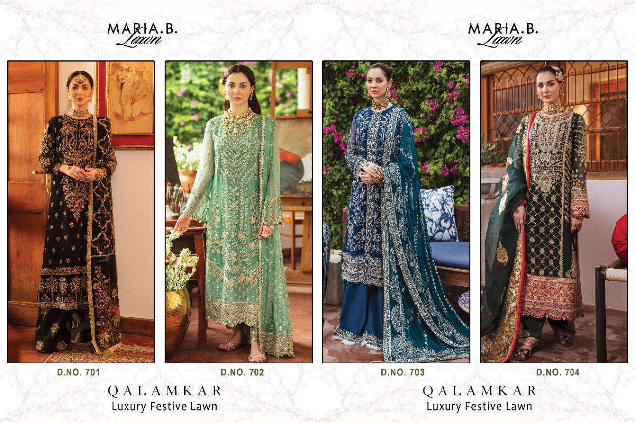 Maria B Lawn Qalamkar Luxury Festive Collection Faux Georgette Work Pakistani Suits Catalog