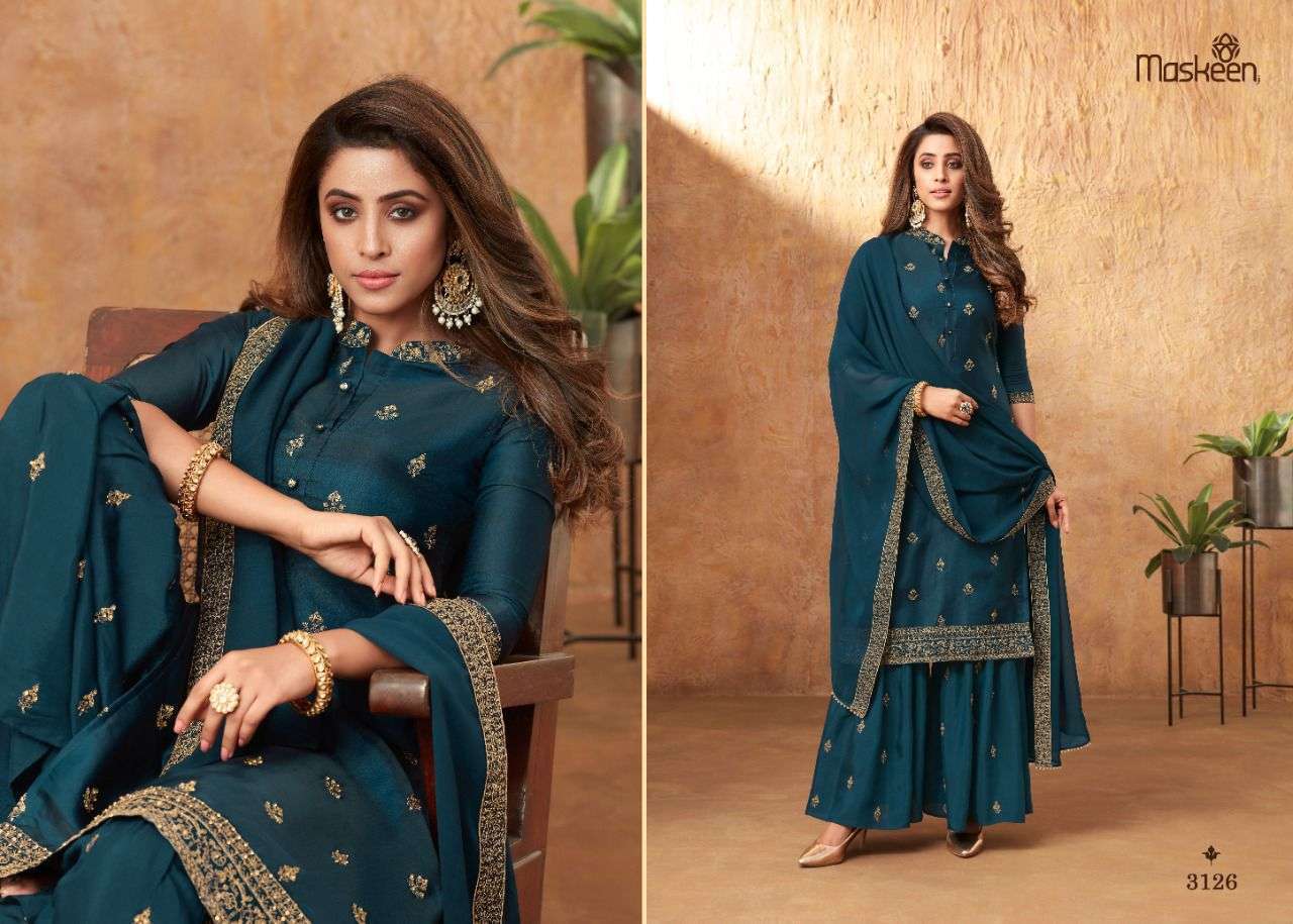 Maskeen Aamira Sik With Embroidery Work Readymade Salwar Suits Catalog