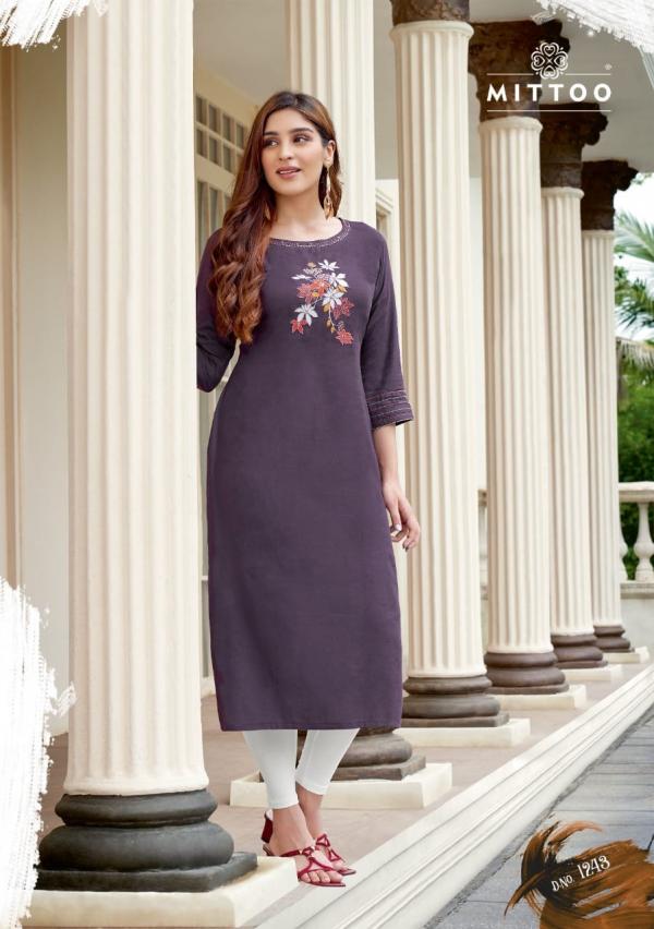 Mittoo Palak Vol  28 Rayon Designer Embroidery Kurti Mittoo Kurtis Wholesale Surat