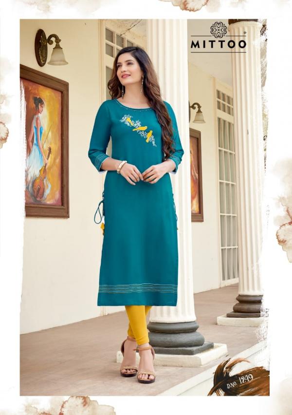 Mittoo Palak Vol  28 Rayon Designer Embroidery Kurti Mittoo Kurtis Wholesale Surat