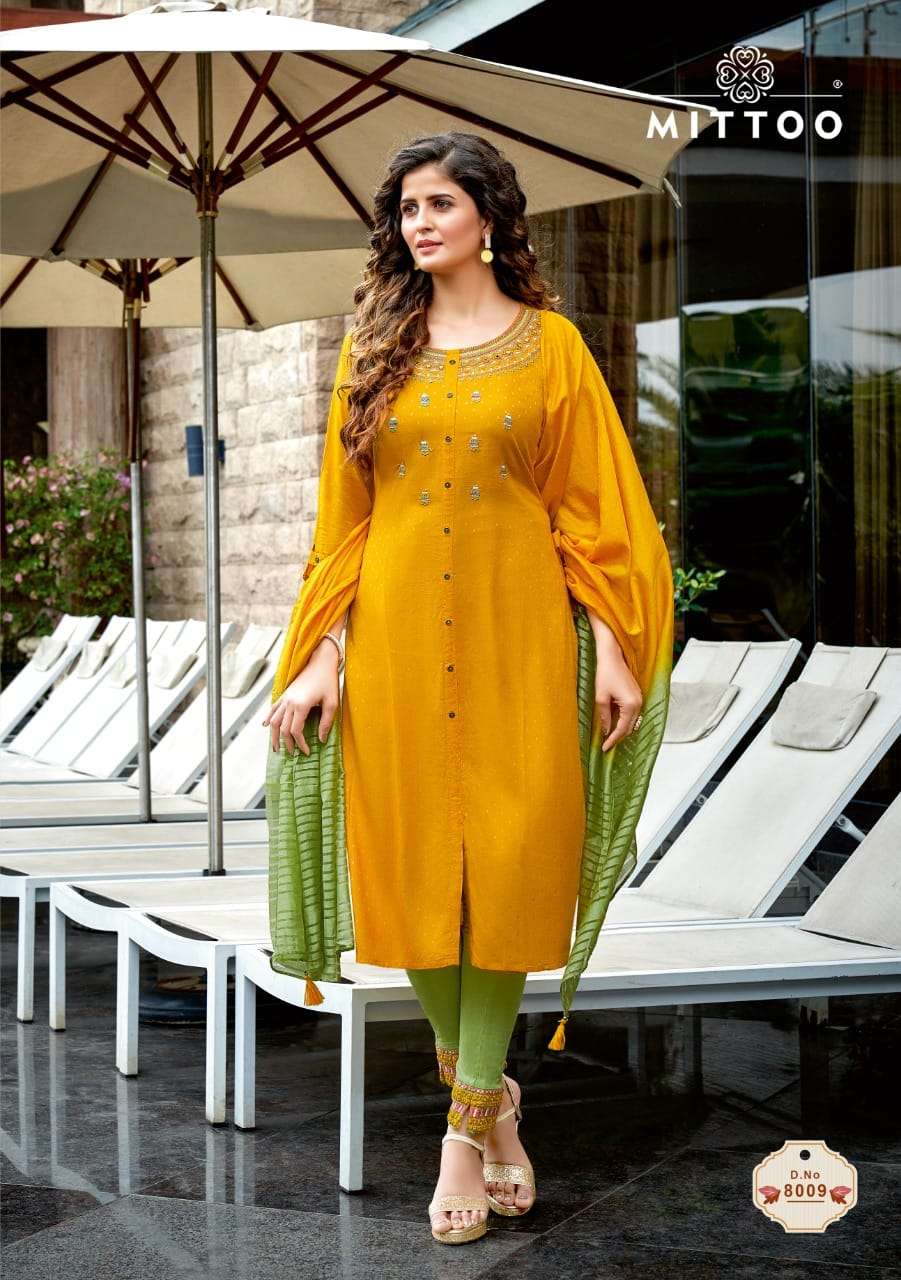 Mittoo  Rangpreet Vol-3 Viscose Jacquard Butti Top With Bottom And Dupatta Catalog