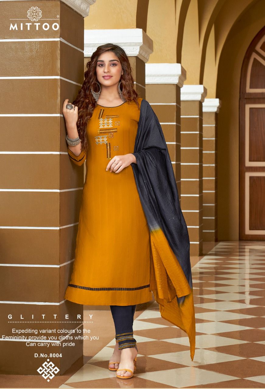 Mittoo Rangpreet Vol  1 Rayon Designer Embroidery Readymade Kurti Catalog