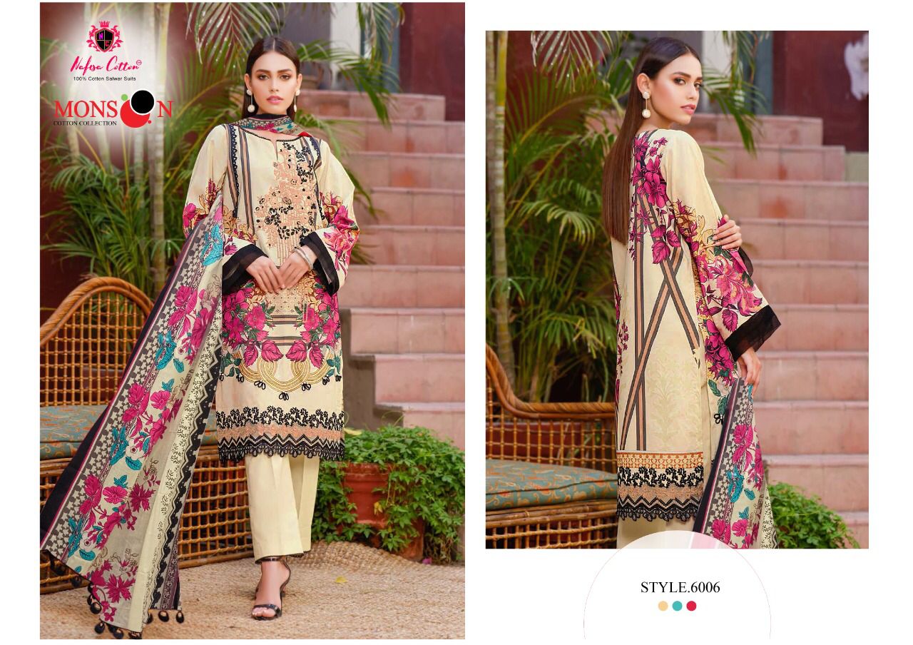 Nafisa Monsooon Vol  6 Karachi Cotton Dress Material Catalog