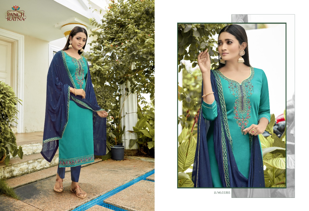 Panch Ratna Glamour Silk Designer Rich Look  Wholesale  Dress Material