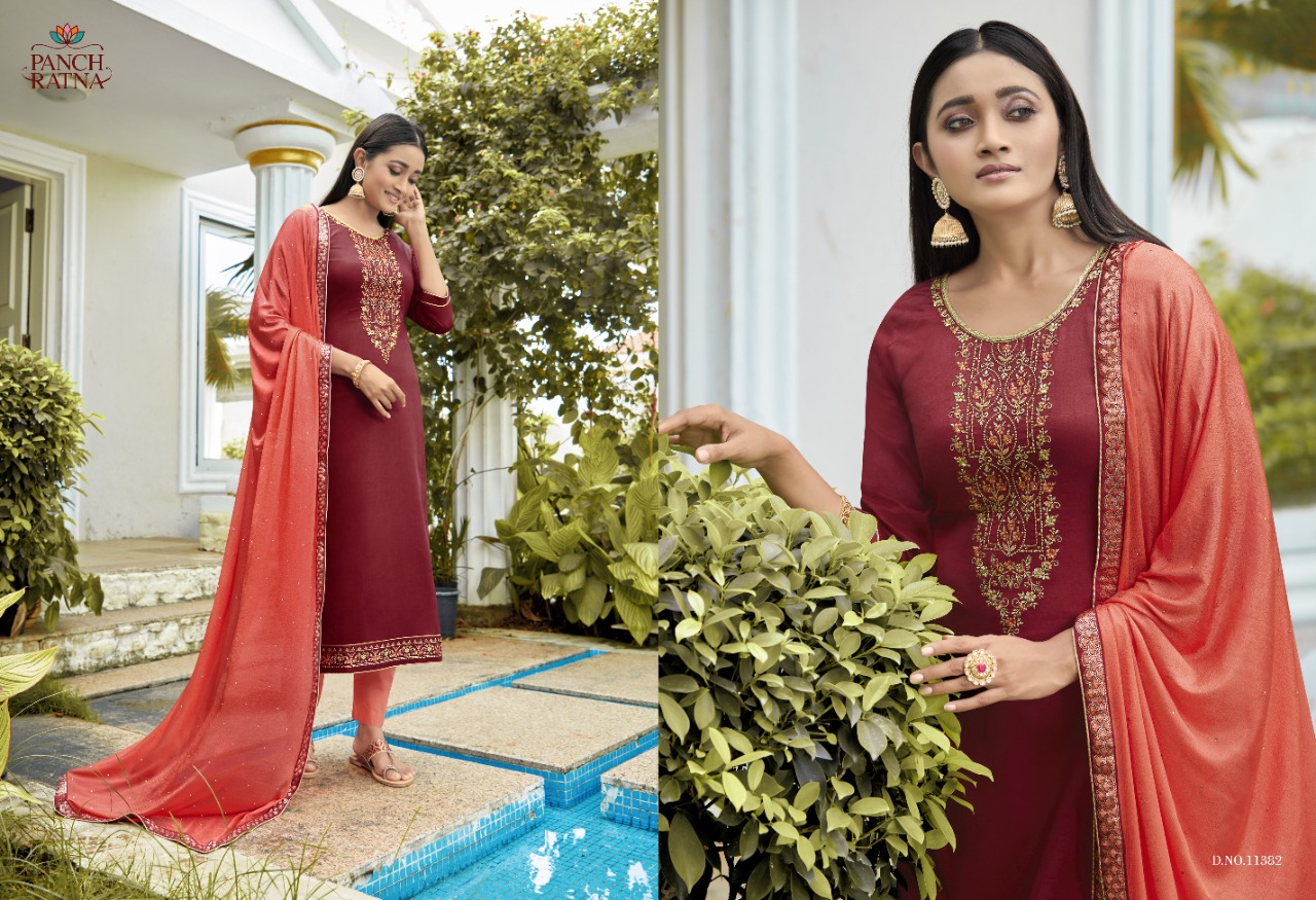 Panch Ratna Glamour Silk Designer Rich Look  Wholesale  Dress Material