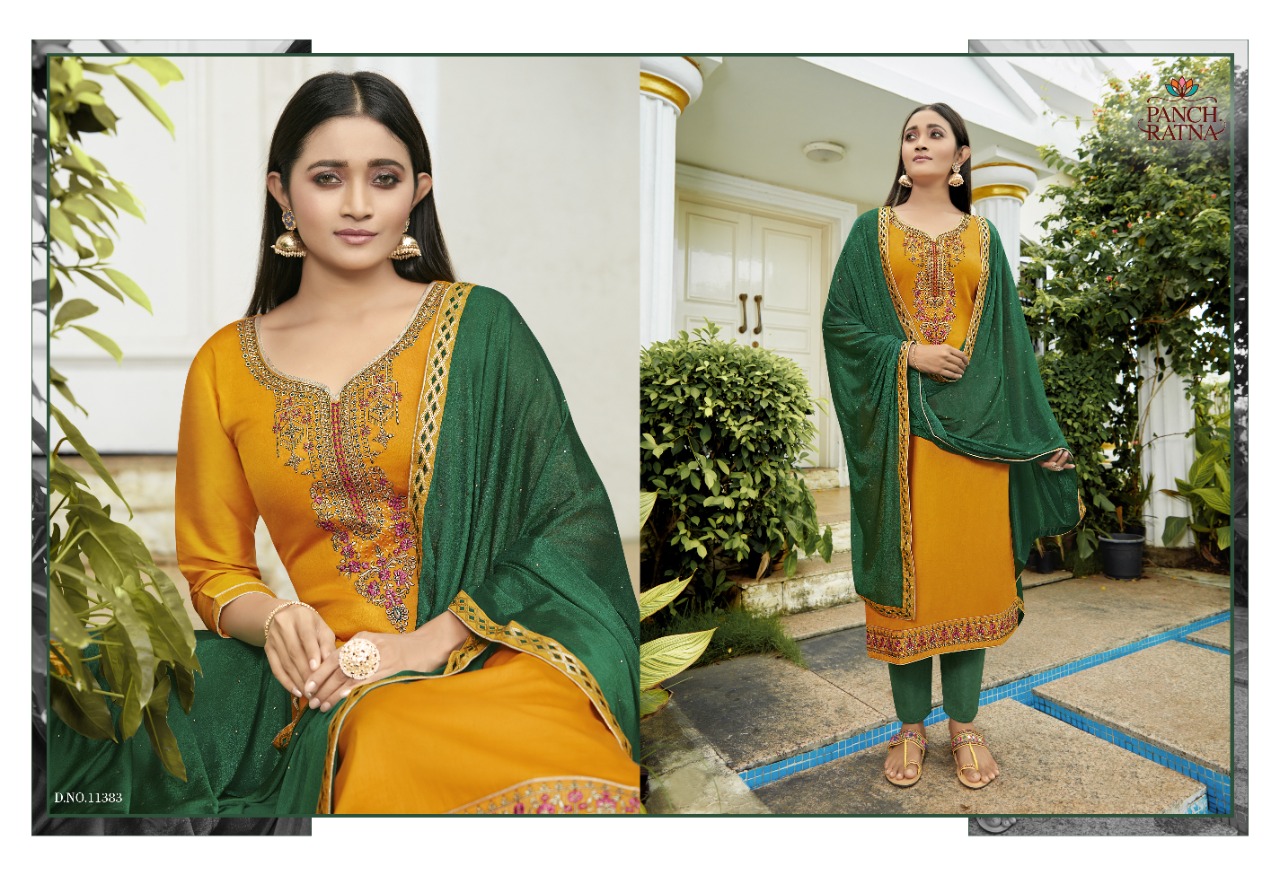 Panch Ratna Glamour Silk Designer Rich Look  Wholesale  Dress Material