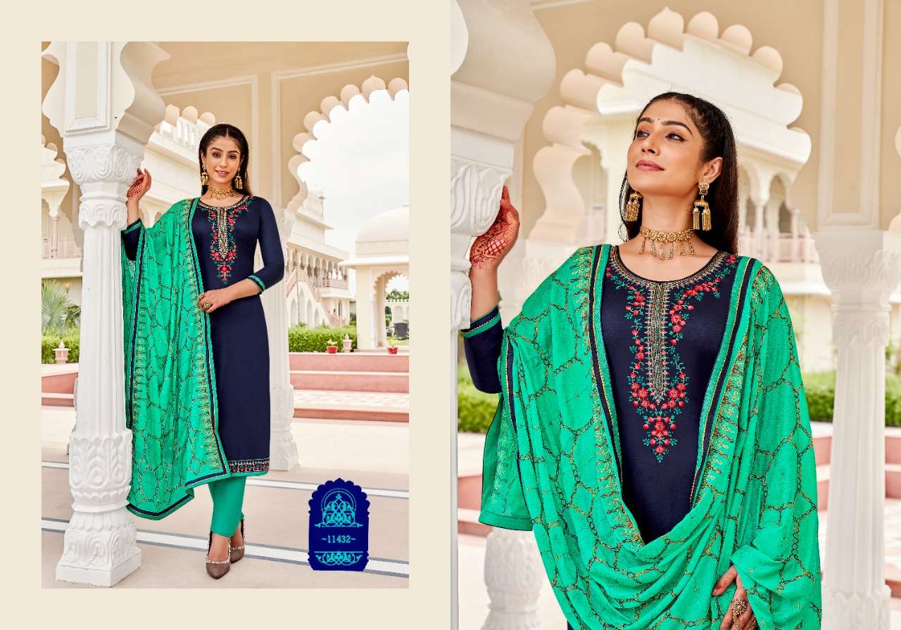Panch Ratna Odhani Jam Silk Embroidery Work & Handwork Dress Material Catalog