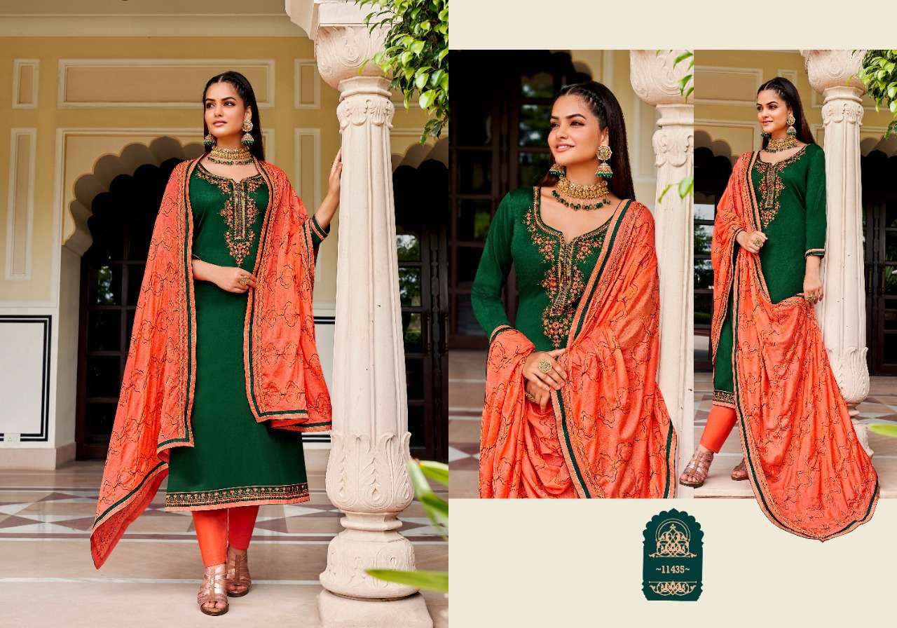 Panch Ratna Odhani Jam Silk Embroidery Work & Handwork Dress Material Catalog
