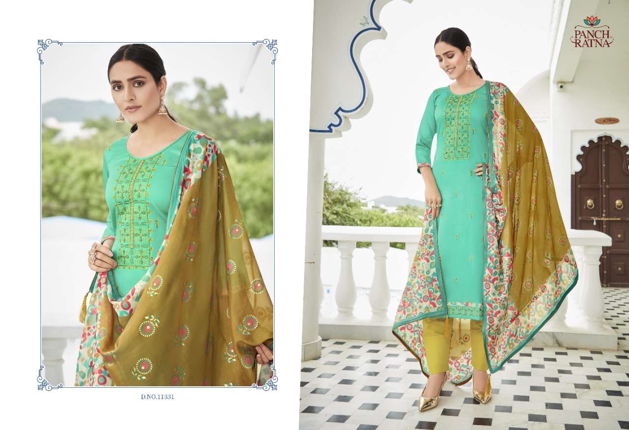 Panch Ratna Ruaab Cotton Satin Work Dress Material Collection