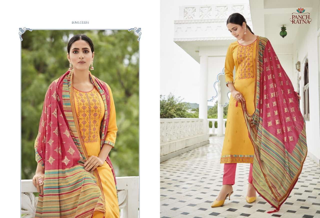 Panch Ratna Ruaab Cotton Satin Work Dress Material Collection