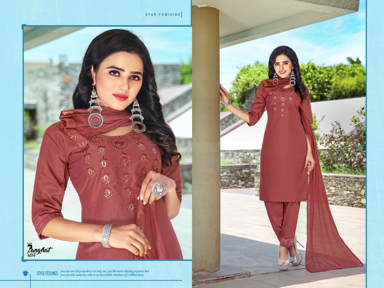 Premnath  Panghat Vol 5  3pc Catalog Kurti Pant Set With Dupatta Party Wear