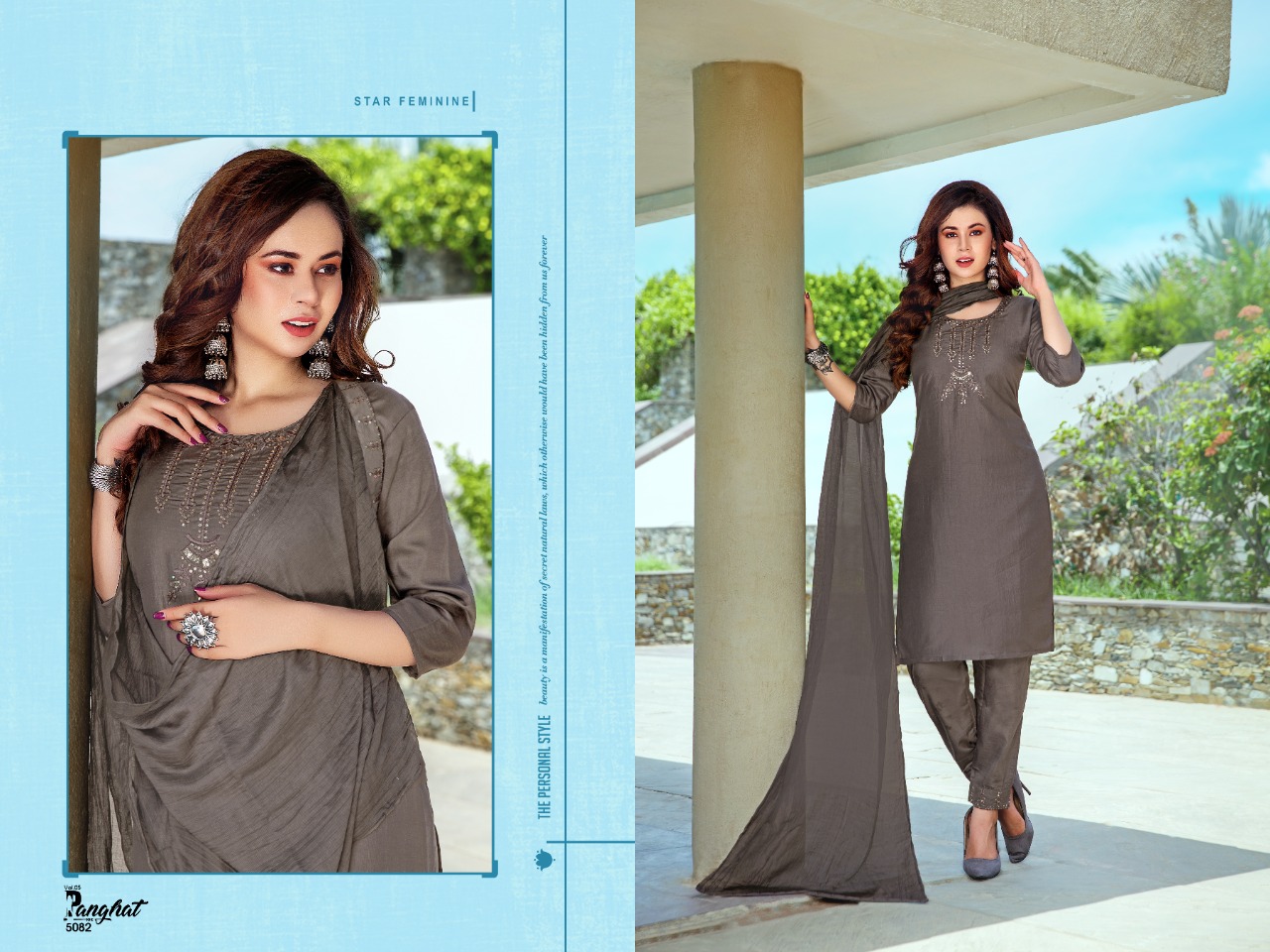 Premnath  Panghat Vol 5  3pc Catalog Kurti Pant Set With Dupatta Party Wear