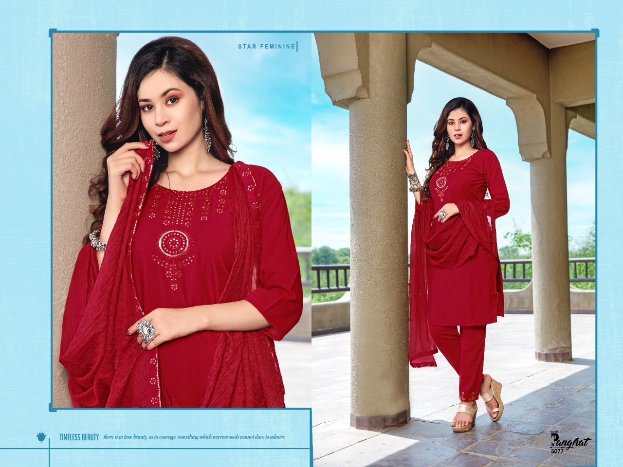 Premnath  Panghat Vol 5  3pc Catalog Kurti Pant Set With Dupatta Party Wear