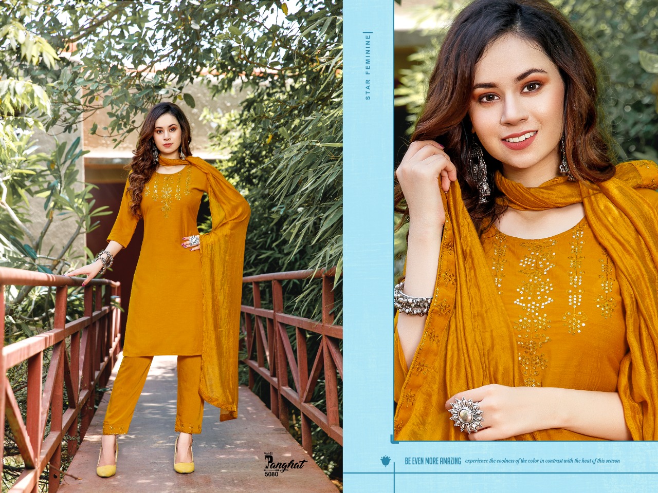 Premnath  Panghat Vol 5  3pc Catalog Kurti Pant Set With Dupatta Party Wear
