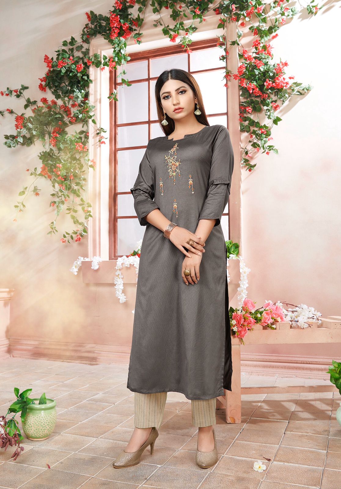 Rt Meher Hand Work Embroidery Kurti With Bottom Catalog