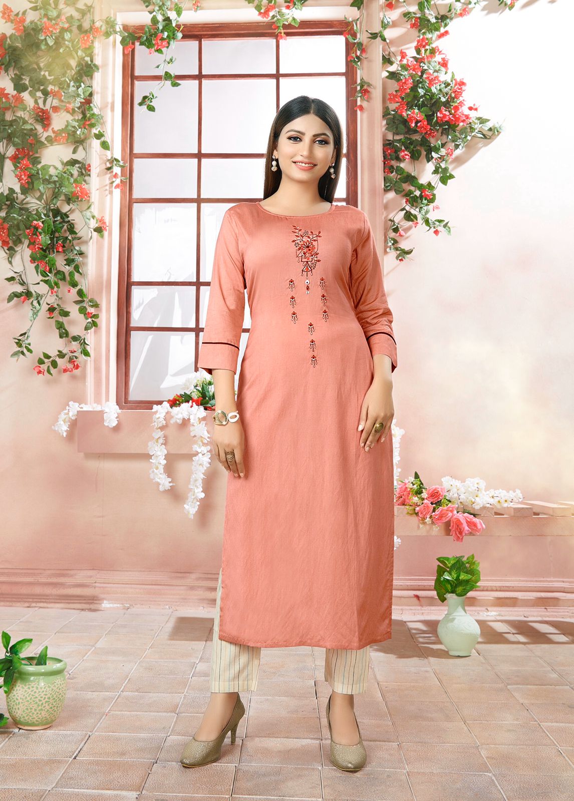 Rt Meher Hand Work Embroidery Kurti With Bottom Catalog