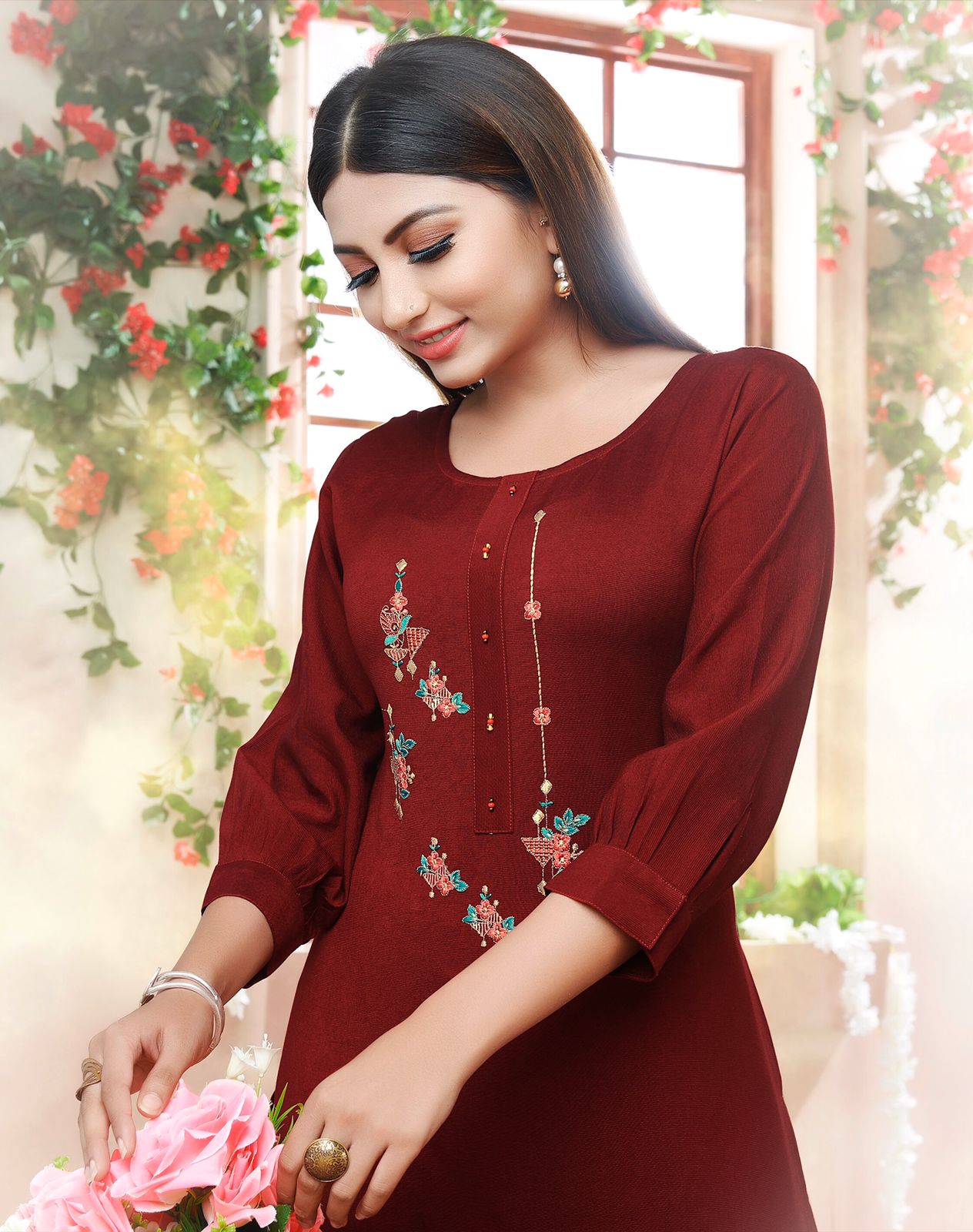 Rt Meher Hand Work Embroidery Kurti With Bottom Catalog