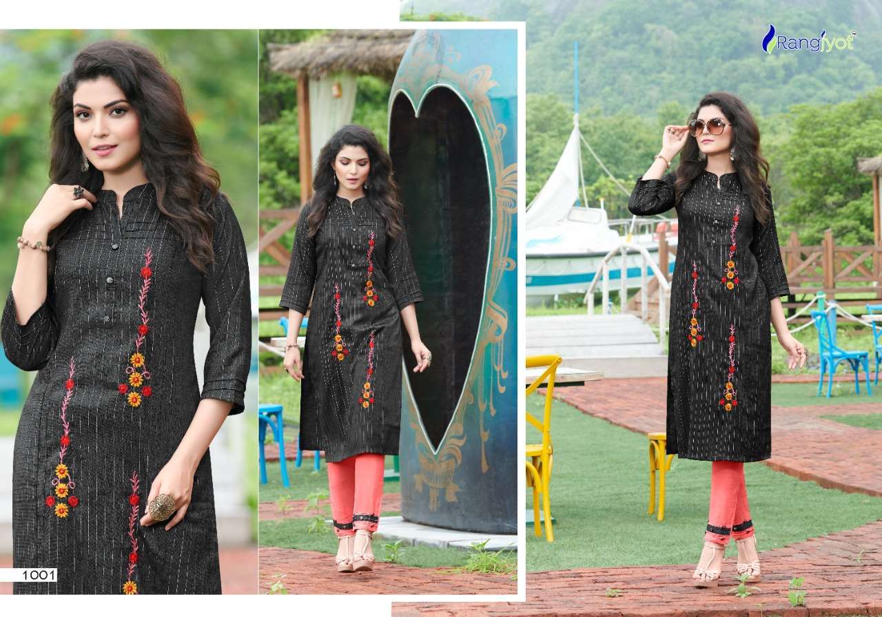 Rangjyot Riddhi Vol 1 Rayon With Embroidery Work Kurti With Pant Catalog
