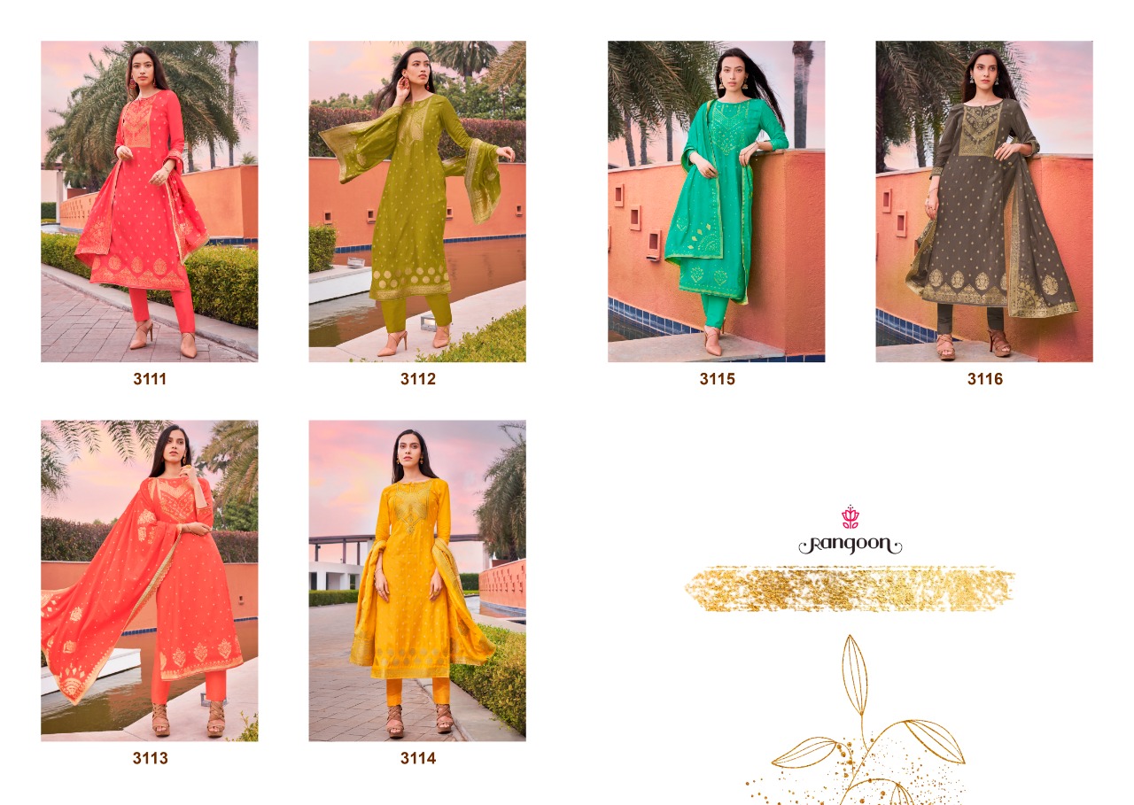 Rangoon Sakhi Saheli Designer Jacquard Designer Readymade Suits Catalog