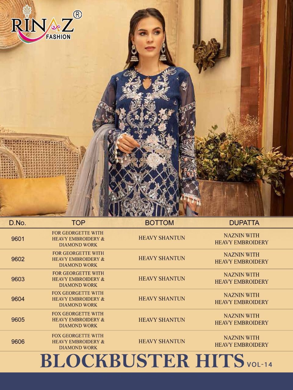 Rinaz Block Buster Hits Vol 14 Georgette Wear Pakistani Salwar Kameez Catalog