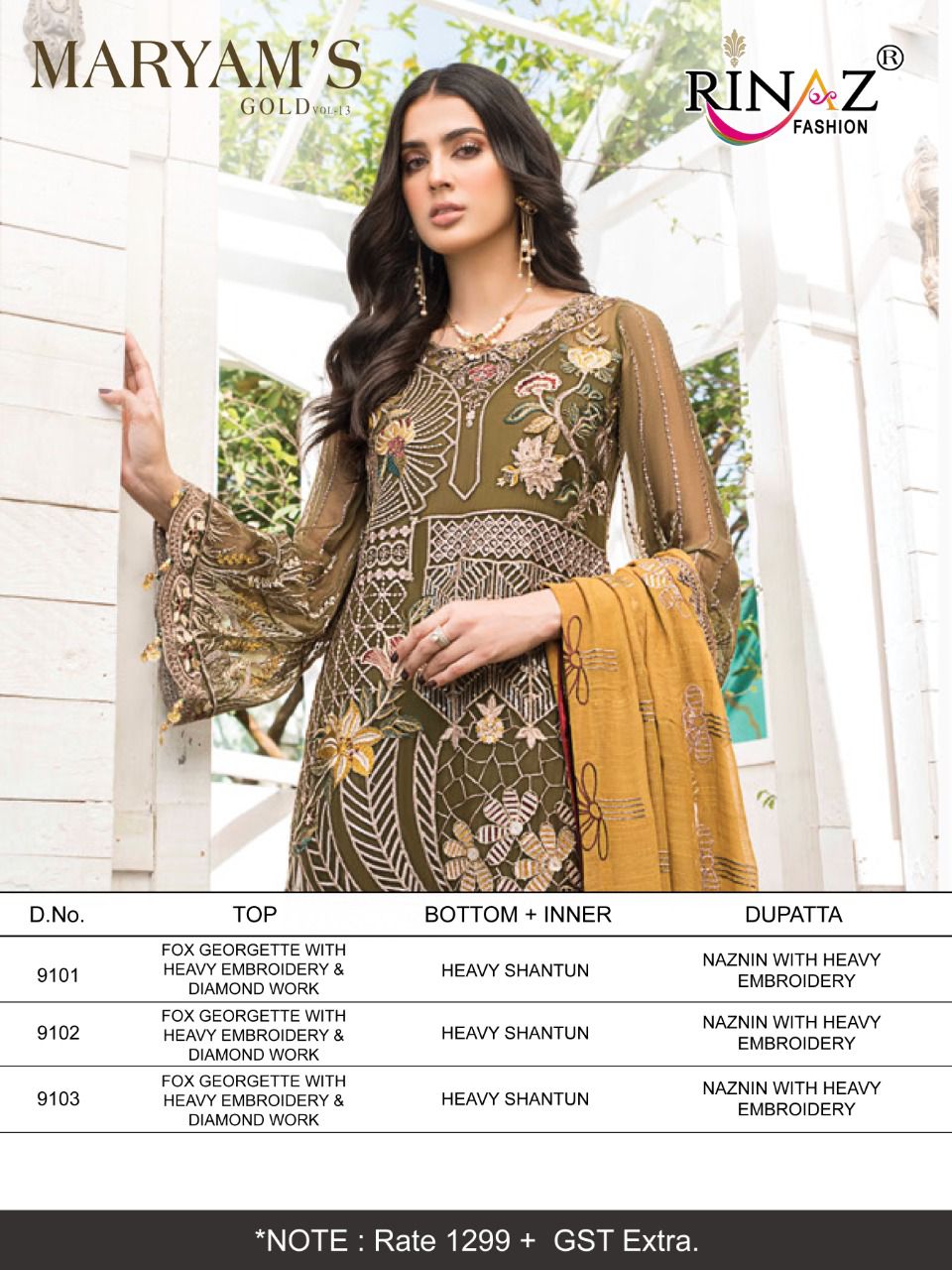 Rinaz Maryams Gold Vol 13 Heavy Pakistani Salwar Suits Catalog