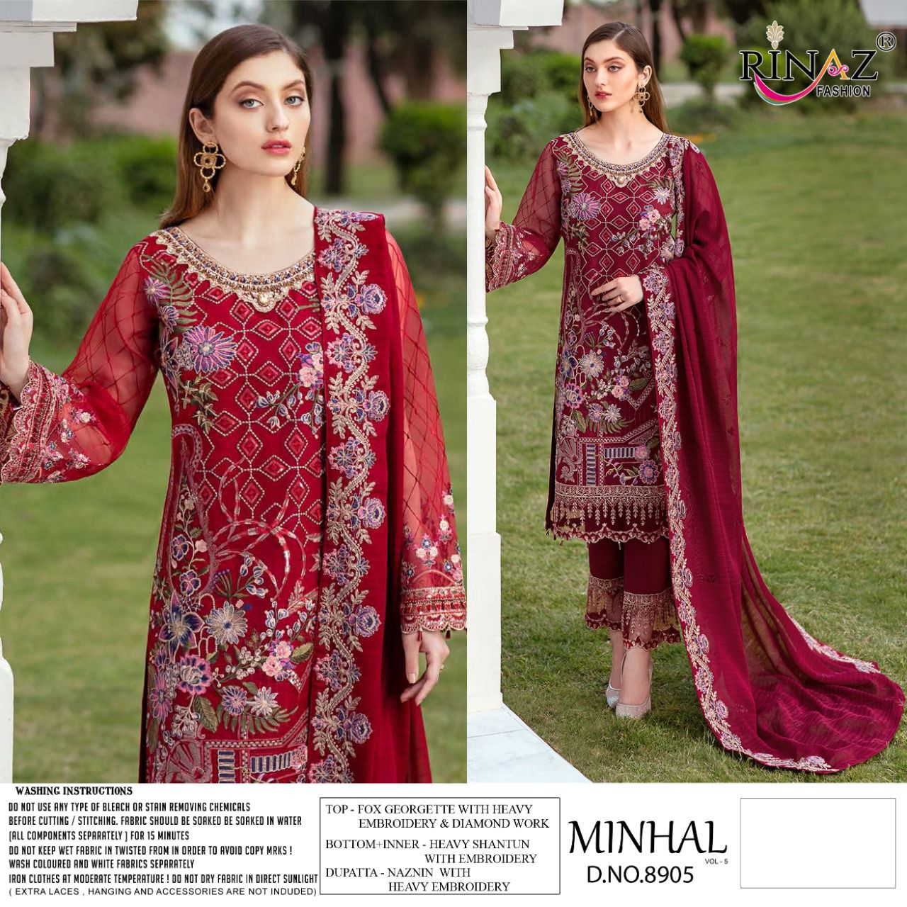 Rinaz Minhal Vol  5 Georgette Wear Pakistani Salwar Kameez  Catalog