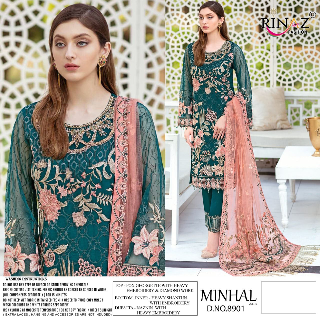 Rinaz Minhal Vol  5 Georgette Wear Pakistani Salwar Kameez  Catalog