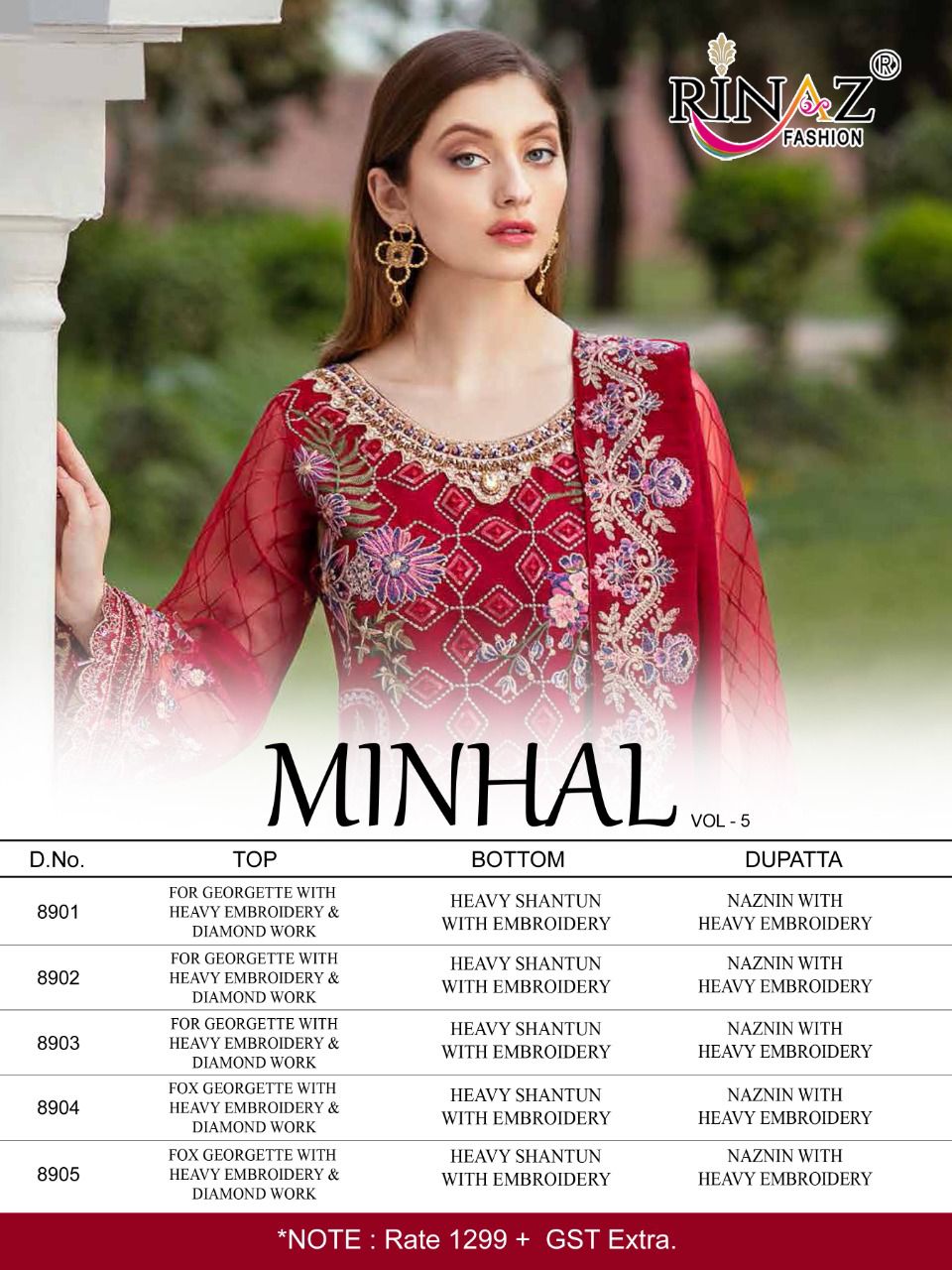 Rinaz Minhal Vol  5 Georgette Wear Pakistani Salwar Kameez  Catalog
