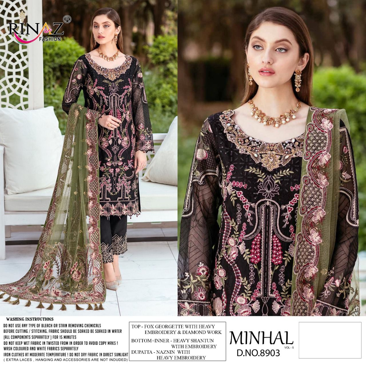 Rinaz Minhal Vol  5 Georgette Wear Pakistani Salwar Kameez  Catalog