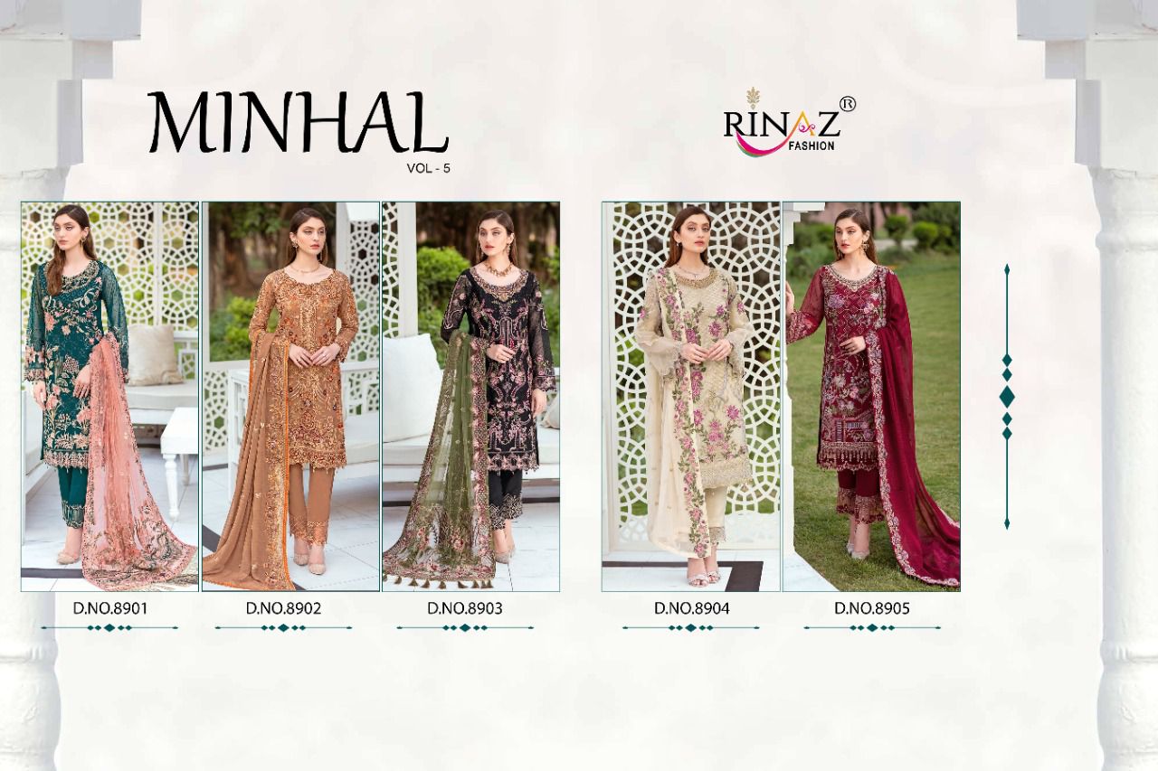 Rinaz Minhal Vol  5 Georgette Wear Pakistani Salwar Kameez  Catalog