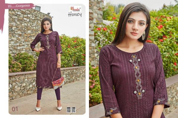 Rung Honey Fancy Rayon Embroidery  Casual Wear Kurti  Catalog