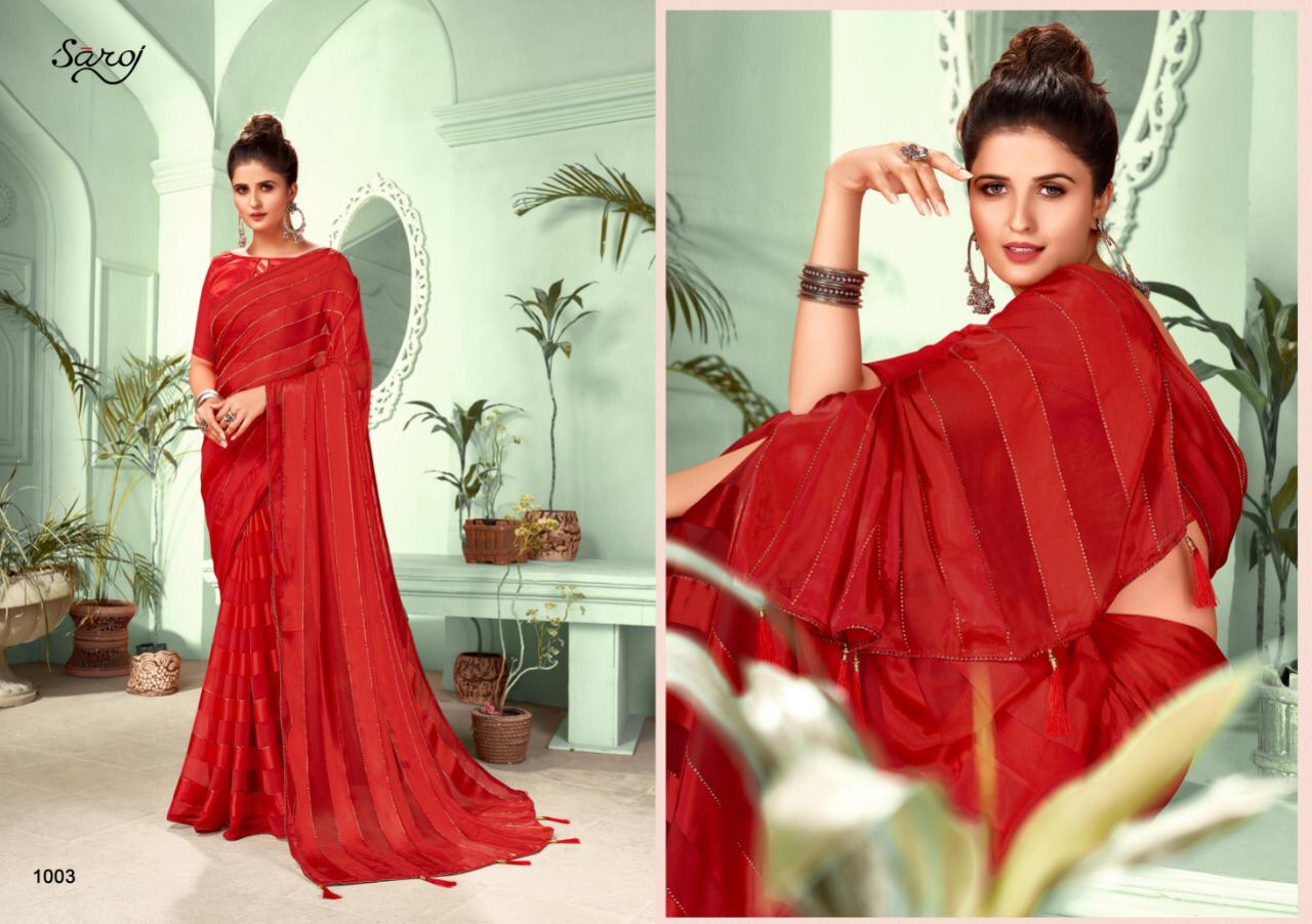 Saroj Jackpot Casual Wear Satin Georgette Saree Catalog