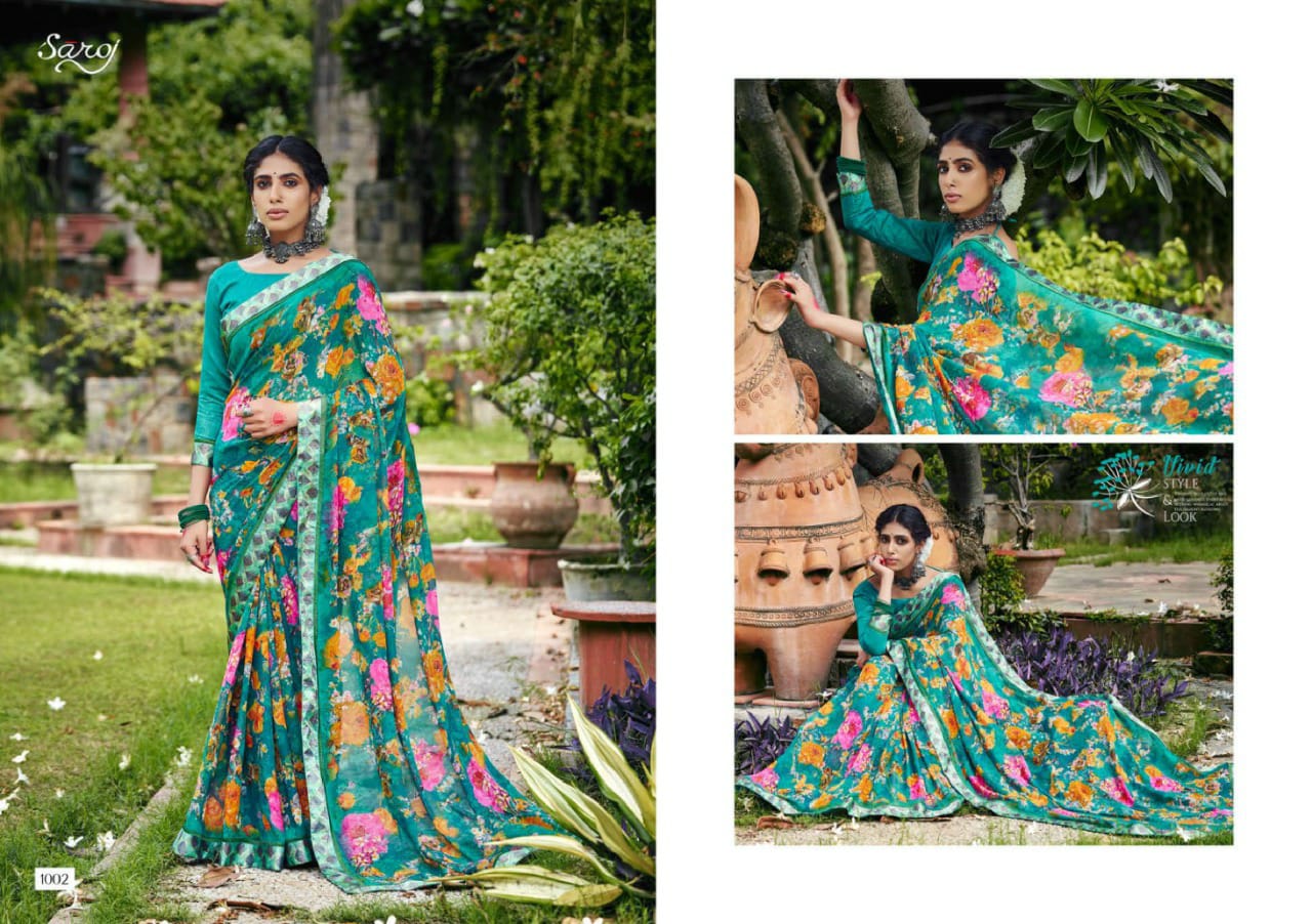 Saroj Khushboo Casual Wear Georgette Saree Buy Indian Georgette Saree Online