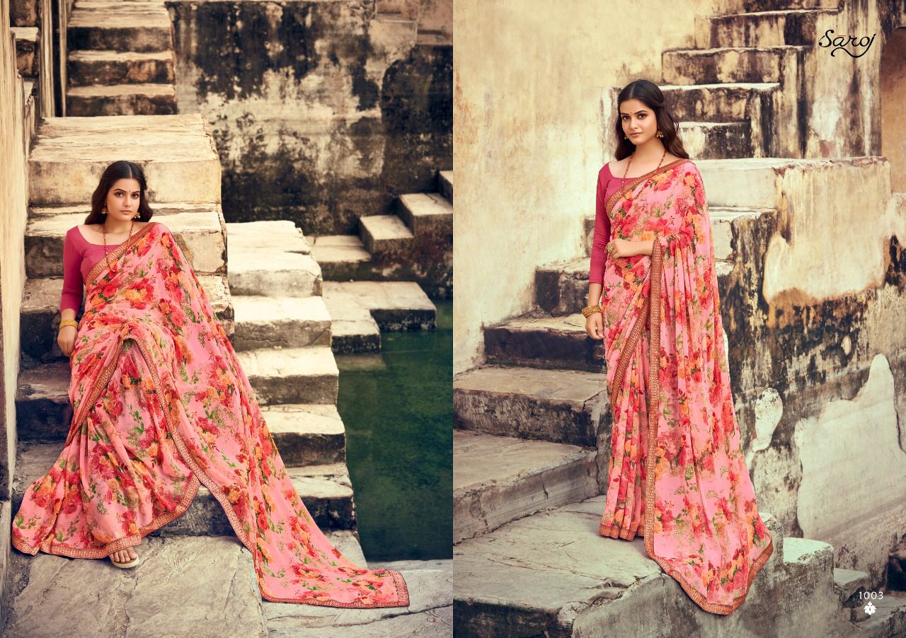 Saroj Lily Casual Wear Georgette Wear Saree Catalog