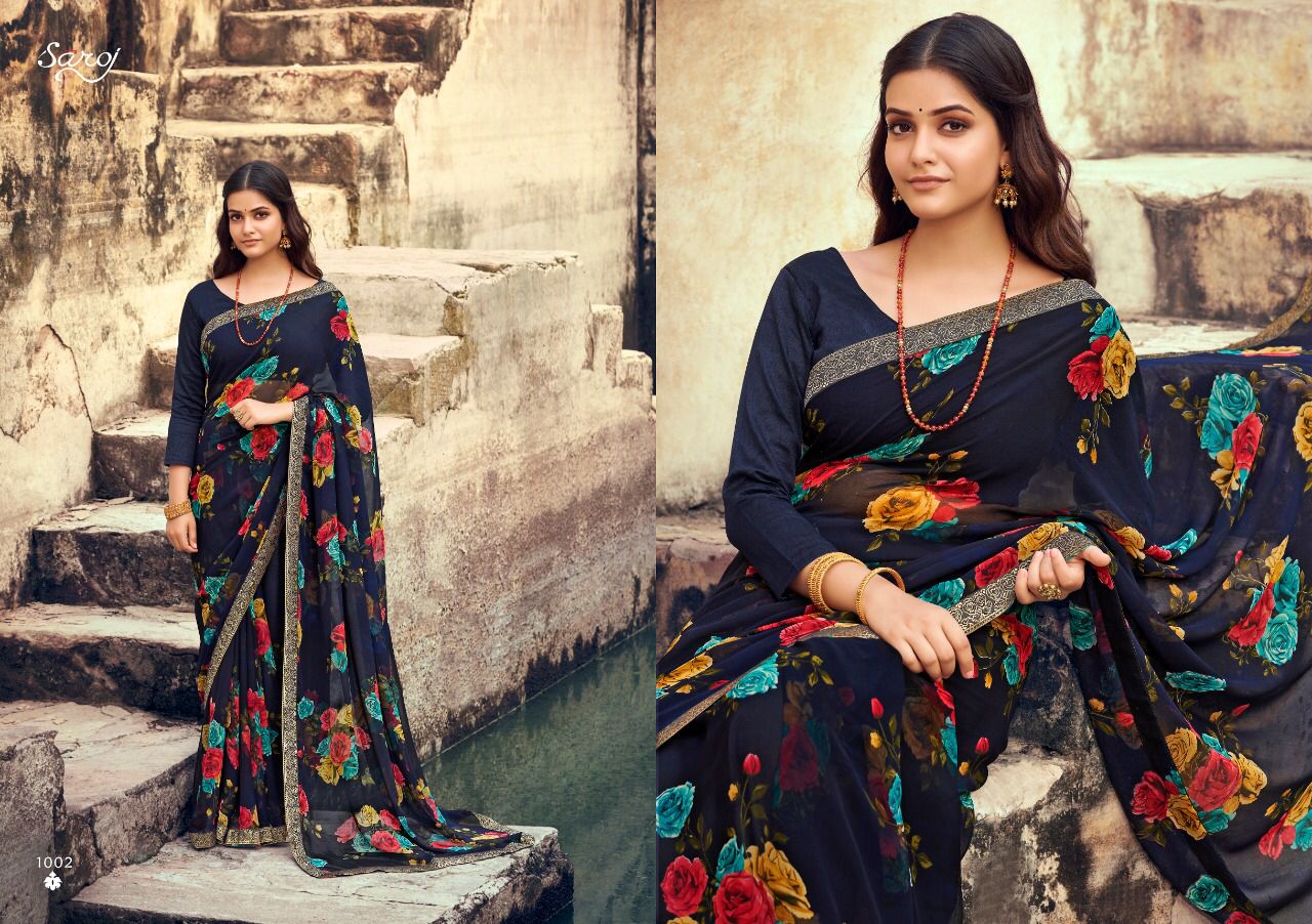 Saroj Lily Casual Wear Georgette Wear Saree Catalog