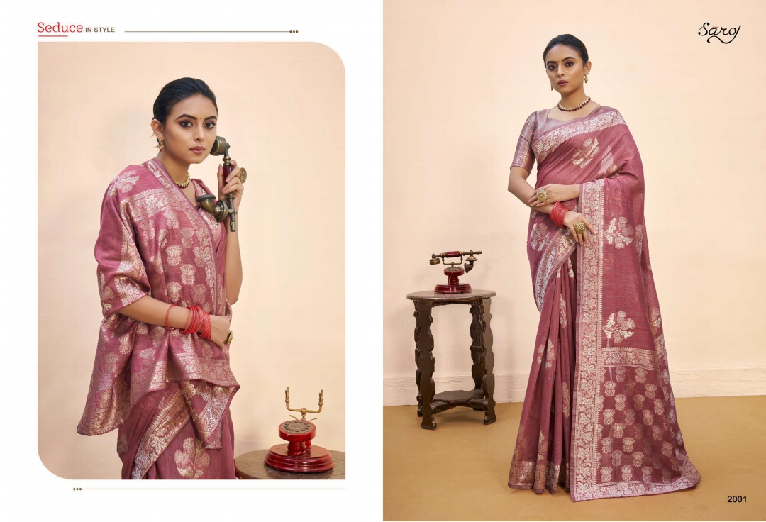 Saroj Nasheen Vol  2 Festive Wear Linen Cotton Silk Saree Catalog