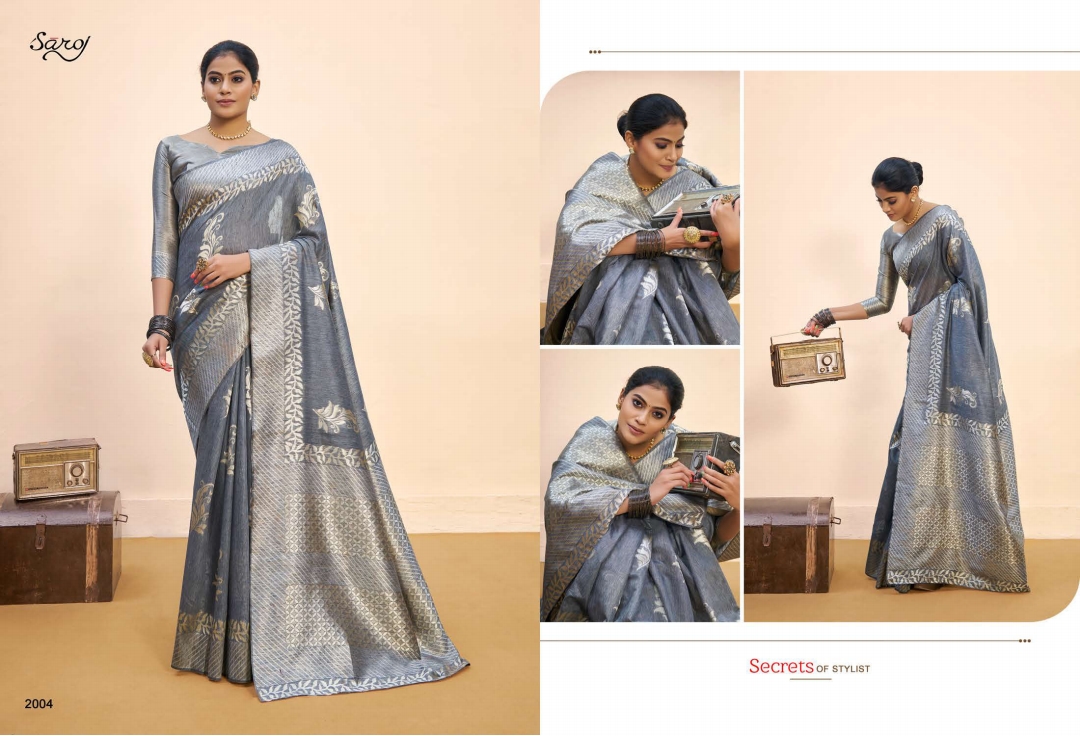 Saroj Nasheen Vol  2 Festive Wear Linen Cotton Silk Saree Catalog