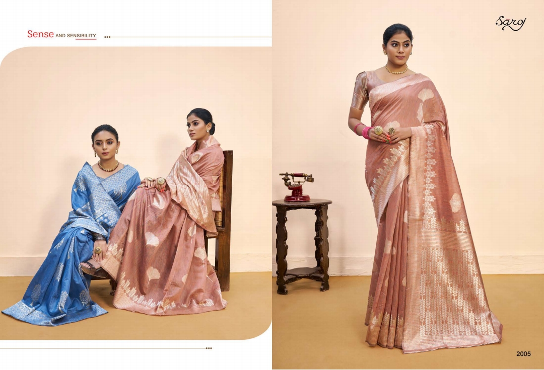 Saroj Nasheen Vol  2 Festive Wear Linen Cotton Silk Saree Catalog