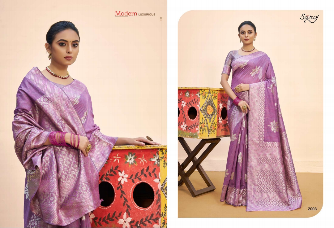 Saroj Nasheen Vol  2 Festive Wear Linen Cotton Silk Saree Catalog