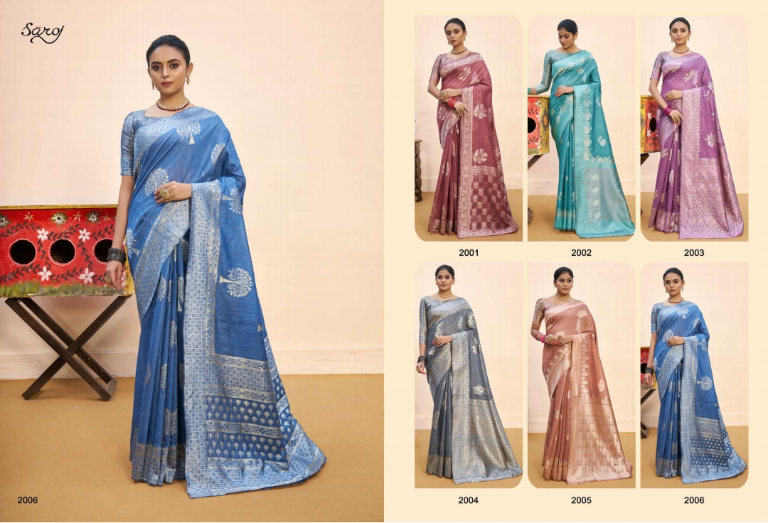 Saroj Nasheen Vol  2 Festive Wear Linen Cotton Silk Saree Catalog